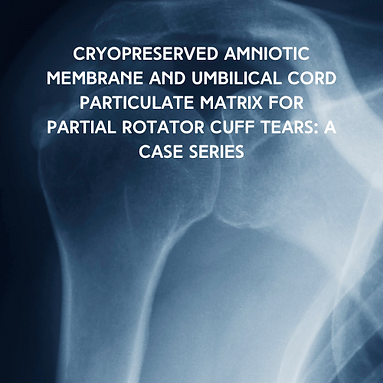 X-ray of shoulder with cryopreserved amniotic membrane and umbilical cord matrix.